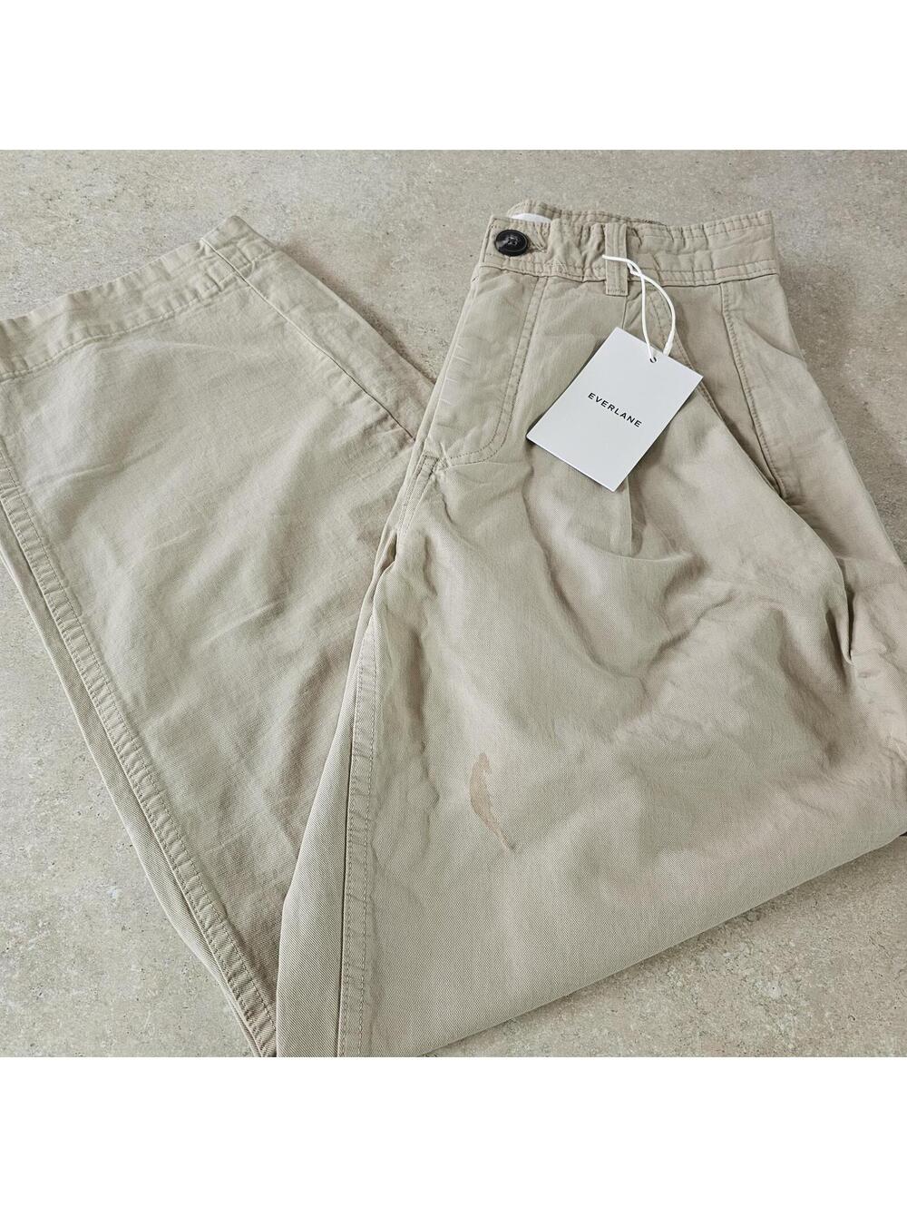 Everlane Beige Cotton Linen Pleated Trouser Pants NWT sz 0